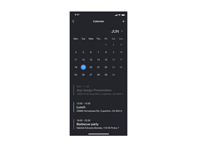 iOS Calendar App adobe xd app appconcept calendar ios mobile app screen ui design ux design