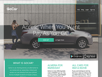 GoCar Landing Page car sharing homepage landing page web website