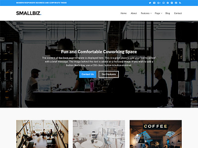 Smallbiz blue business entrepreneur theme web website wordpress