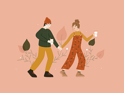 Forever Valentine clothes coffee couple design floral graphic design illustration illustrator love movement people romance valentine