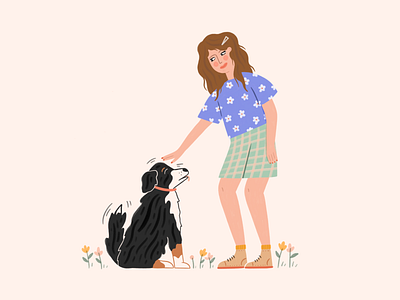 It's Me design dog flowers graphic design hand drawn illustration illustrator people pet procreate self portrait woman