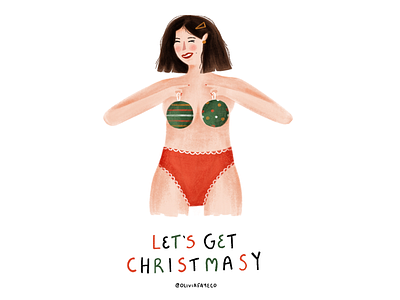 Christmasy christmas design greeting hand drawn holiday illustration lady nude people procreate texture woman