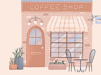 Coffee Shop builders coffee coffee shop design digital illustration digital painting hand drawn illustration plant procreate texture