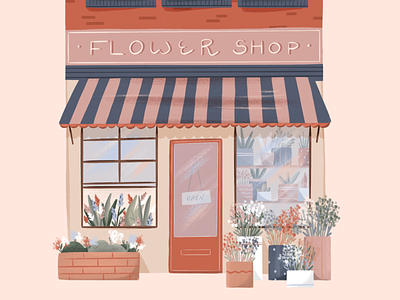 Flower Shop botanical brushes design flower shop flowers graphic design hand drawn illustration pastel procreate shop texture