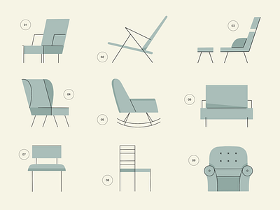 Chair Types by Olivia Malone for Siege Media on Dribbble