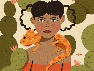Day 05 #Facetober animal braids cactus desert design face facetober hand drawn illustration illustrator inktober lizard people procreate reptile texture woman