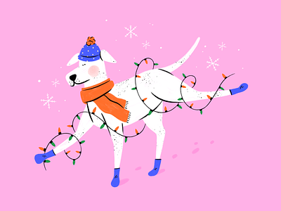 Jolly Good Boy christmas design dog doggo gouache hand drawn hat illustration illustrator pet procreate scarf texture winter