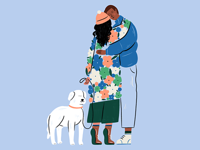 2022 Hug 2022 design dog doggo emotion floral flowers gouache hand drawn happy hug illustration illustrator pastel people pet procreate woman