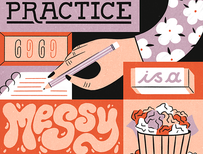 Practice is Messy art design hand hand drawn hand lettering illustration illustrator lettering mess pratice procreate texture trash type writing
