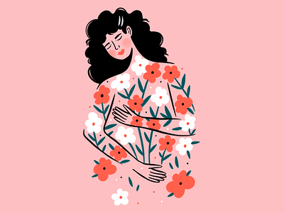 Dear PMS botanical design flowers hand drawn illustration illustrator line art love people period pms procreate self care woman womens health