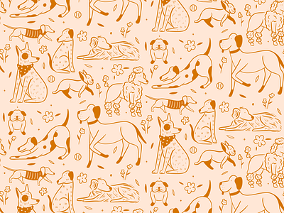 Doggo Pattern design dog pattern dogs hand drawn illustration illustrator line art pattern pet procreate wallpaper