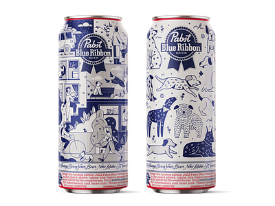 Pabst Beer beer beer can beverage can design design hand drawn illustration illustrator pabst packaging procreate
