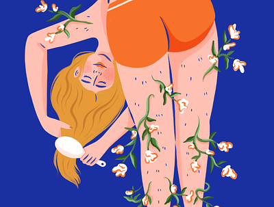 Let That Shit Grow beauty design florals flower growth hand drawn illustration illustrator people procreate self care shaving woman