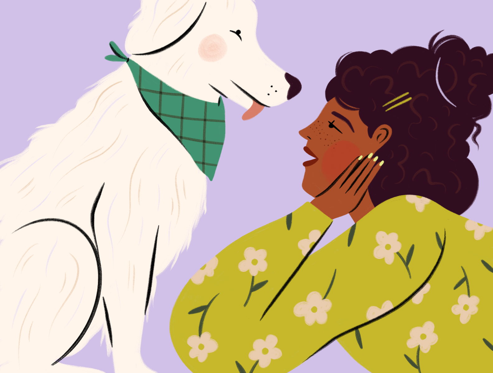 Stare Down animal design dog dog mom florals hair hand drawn illustration illustrator people pet procreate stare woman