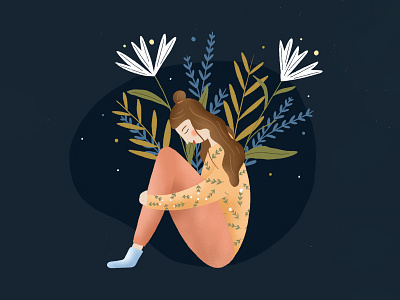 Creative Thoughts anxiety art feelings flowers happy illustration lady mental health people woman