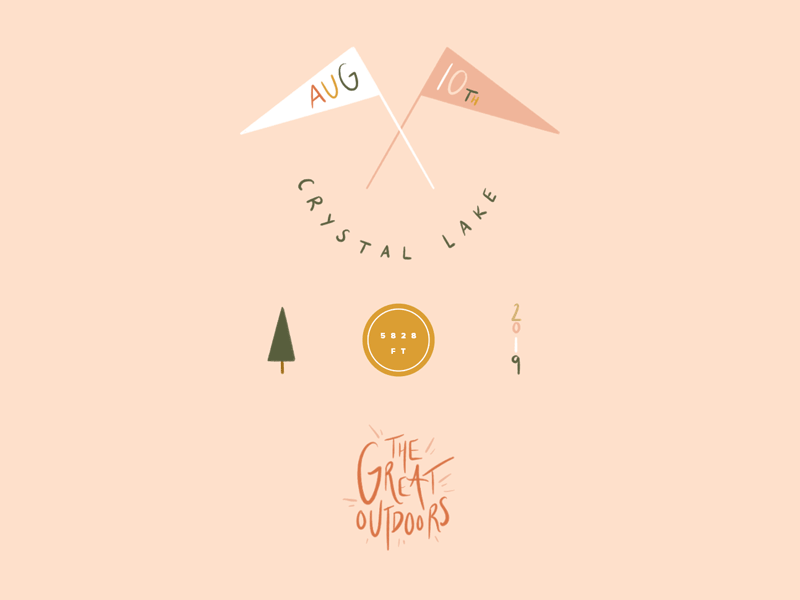 Crystal Lake blog brand branding flags hand drawn hand lettered hiking lake marks nature outdoors pnw procreate