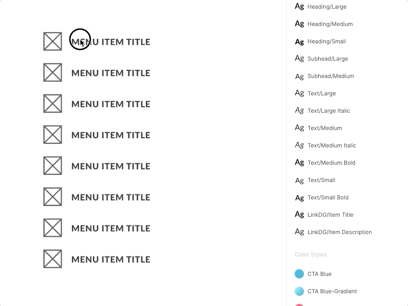 Link Design System - Menu Stack design system figma ui variable