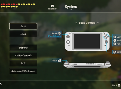 Zelda BOTW - System Page UI design figma ui vector zelda