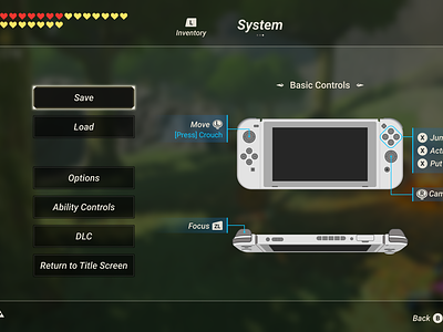 Zelda BOTW - System Page UI