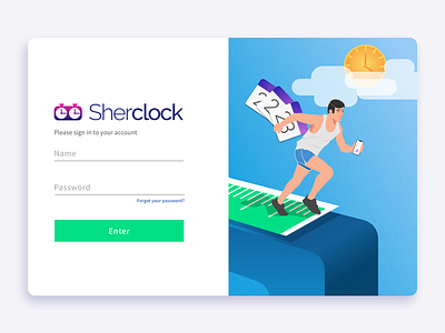 Sherclock Login - Your projects on time! activity illustration login payroll pointing timesheets ui