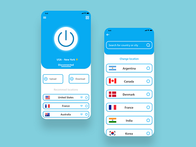 A simple UI design for VPN app design design graphic design illustration ui uiux ux vector