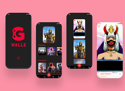 UI design for Gaming wallpapers app design design graphic design illustration ui uiux ux vector