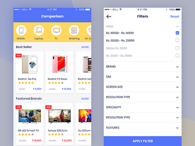 Comparison App app clear compare compare price comparison comparison app ios app mobile app soft ui