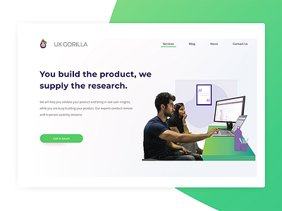 UX Gorilla Service design flat illustration interaction design landing page research site ui ux web website wireframe