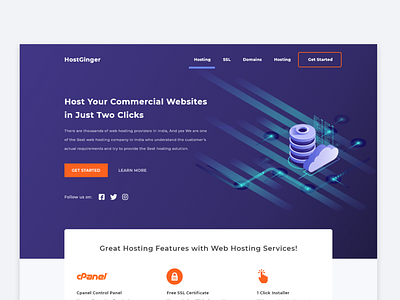 HostGinger- Website UI/UX Design animation app bold font branding concept design dribbble illustration inspiration interaction design landing page minimal shot sketch typography ui ui ux ux vector website