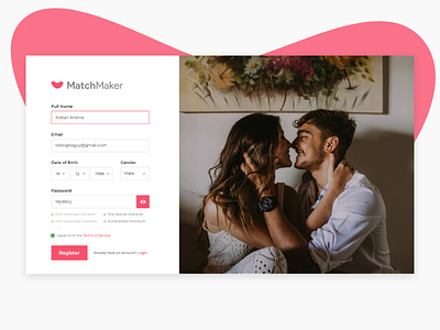 Sign Up for MatchMaker Dating Website - Daily UI #001