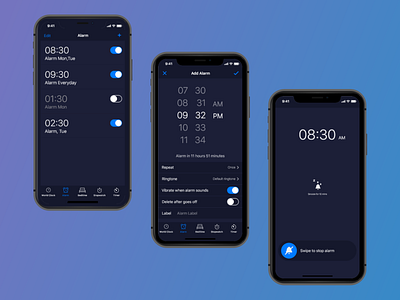 Alarm Clock iOS Application DailyUI Challenge