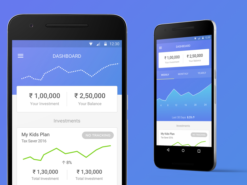 Wealthy Dashboard app android investment dashboard gradient interaction uiux