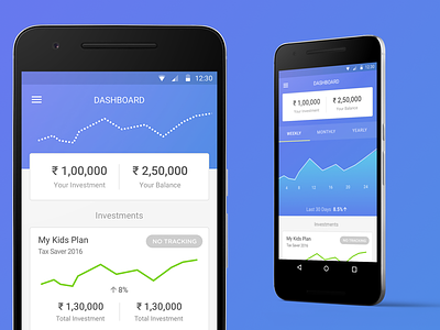 Wealthy Dashboard android app dashboard gradient interaction investment uiux