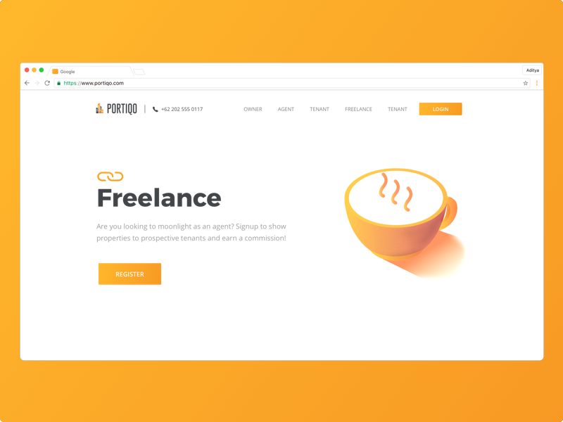 Real Estate Freelance Page orange exploration realestate website experience interaction illustration uiux