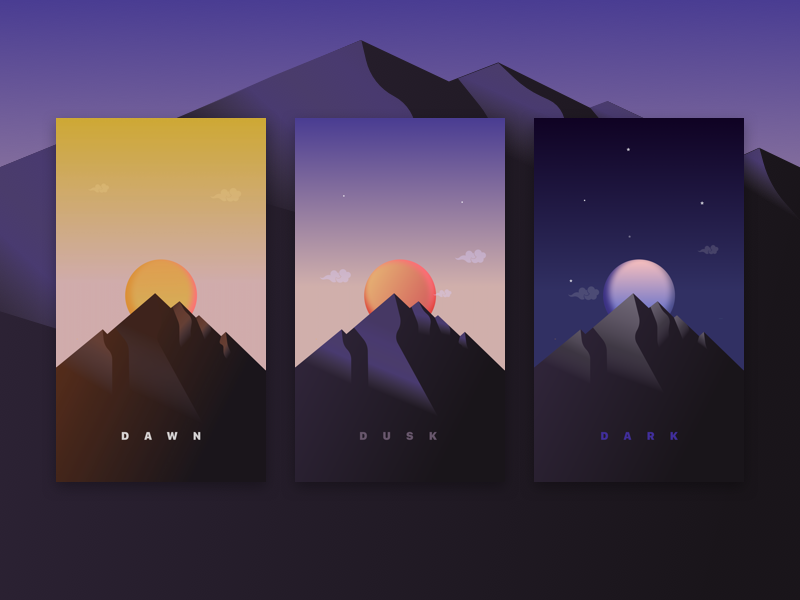 Dawn. Dusk. Dark | Illustration purple ux ui bangalore india time nature illustration design