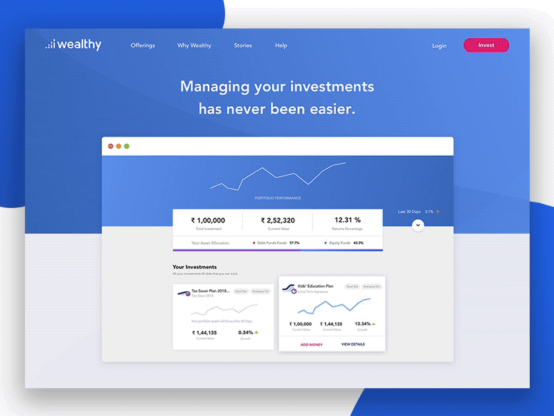 Dashboard Product Page banking dashboard design gradient illustration interaction investment uiux website