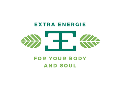 Extra Energie Logo bio brand eco energy green leaf logo minimalist natural organic plant symmetric