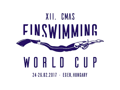 XII. CMAS Finswimming World Cup Logo blue championship diver diving finswimming logo underwater waves world cup