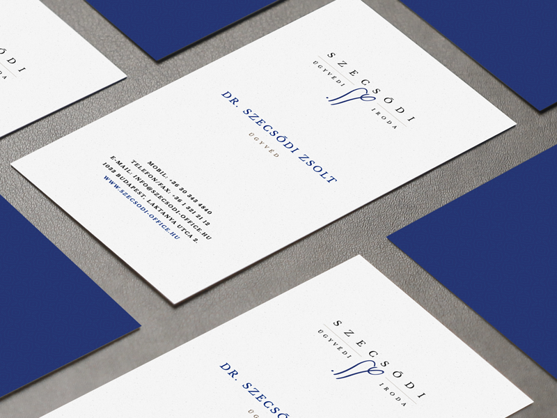 Szecsodi Law Firm Business Card serif blue lawyer law firm business card