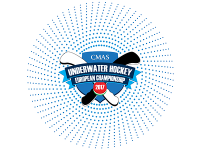 Logo for UWH2017 blue championship circle dots hockey shield underwater