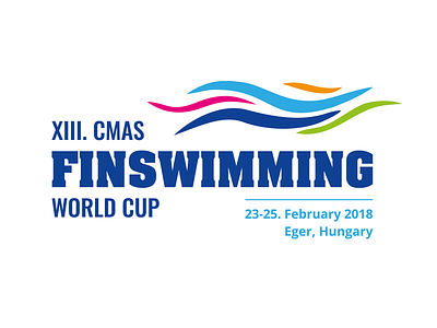 XIII. CMAS Finswimming World Cup Logo blue championship colorful diving finswimming logo waves world cup