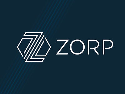 ZORP logo blue branding design geometry hexagon lines logo