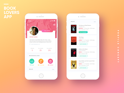 Book Lovers App app books bookshelves concept goodreads graphic design ios reviews ui design uiux user experience user interface