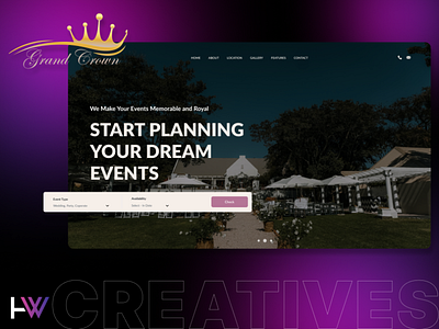 Marquee Wedding Venue Landing Page UI Web Design