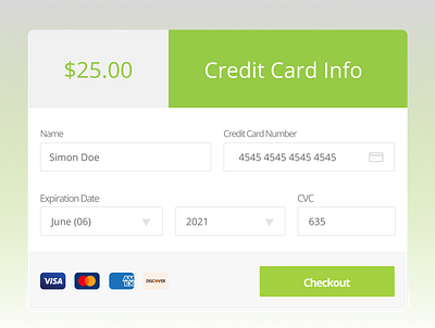 Credit card form design prototype ui