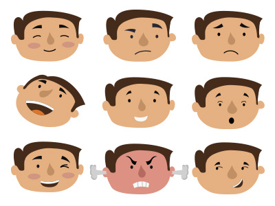 Face gestures of man! caricatures character faces illustration man