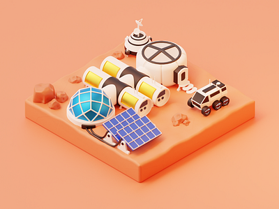 Mars 3D Isometric Illustration