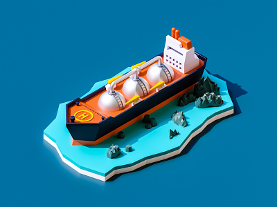 Tanker Ship 3d 3d blender 3d illustration 3d render blender cinema4d gas illustration lng lpg oil sea ship tanker tanker ship ui