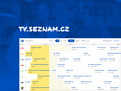 TV Program blue czech design guide program redesign seznam.cz simple tv ui ux website