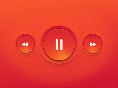 Player Buttons design interface ios mobile orange player realistic realistic mockup red skeuomorphism ui ux vector